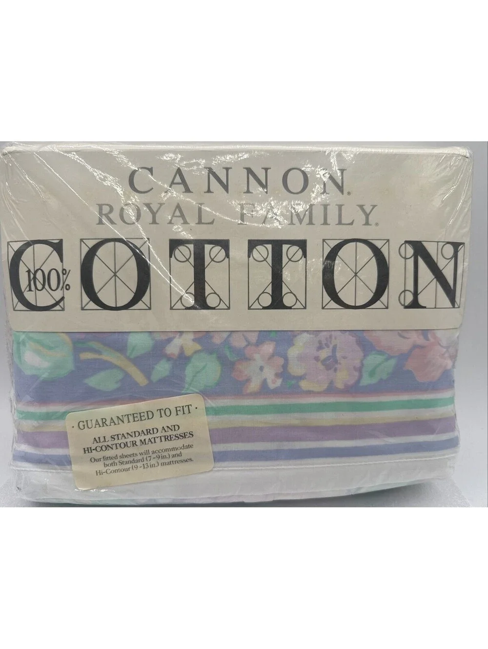 Vintage Cannon Royal Family 3pc Twin Sheet Set Jasmine Pastel Floral USA Cotton